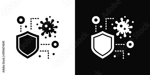 Immune System Icon White And Black Background Style