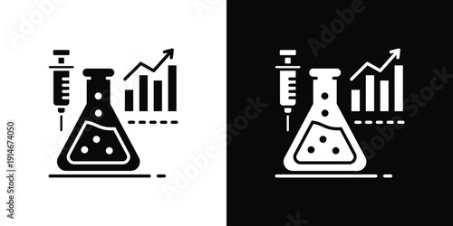 Vaccine Development Icon White And Black Background Style