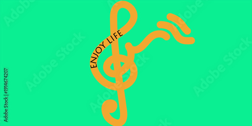 Abstract orange line art on green background with text overlay