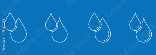 Water drop ripples icon set. Liquid droplet shapes, minimal silhouette outline symbols, oil rain fluid vector illustration.