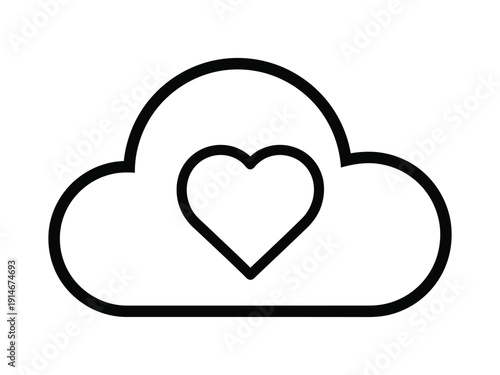 Outline icon of a cloud with a heart inside, love and weather concept