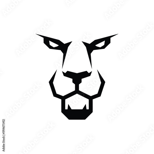 Stylized black and white illustration of a panther or mountain lion head
