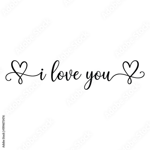 Elegant calligraphy displaying the phrase i love you with heart motifs
