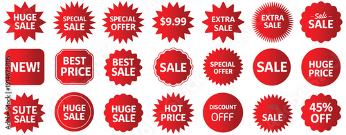 sale, badge, badges, sticker, stickers, discount, promo, promotional, label, labels, tag, tags, circular, round, burst, marketing, retail, shop, shopping, offer, offers, price, percent, vector, illust