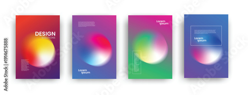 Abstract Gradient Effect Minimal Geometric covers poster design. Colorful halftone grain gradients. Eps10 vector.