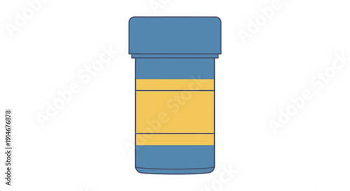 A blue and yellow cylindrical object.
