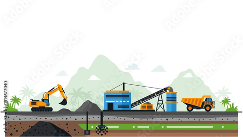 construction site with heavy machinery.