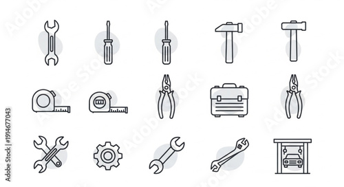 Collection of Hand Tools and Equipment Icons.