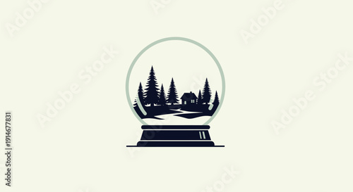 Snow globe with forest landscape inside.