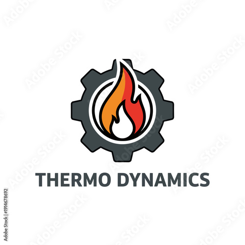 Industrial Gear and Fire Flame Energy Logo