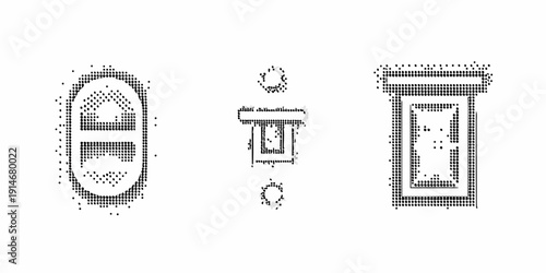 Ancient egyptian hieroglyphs eye water and house symbols depicted in dots
