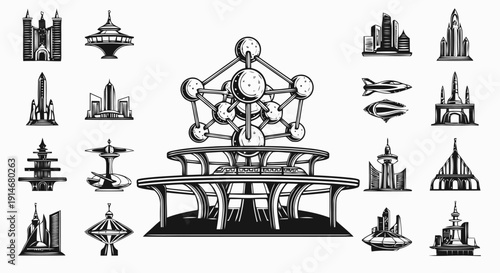 Futuristic Architecture Design Elements Collection.