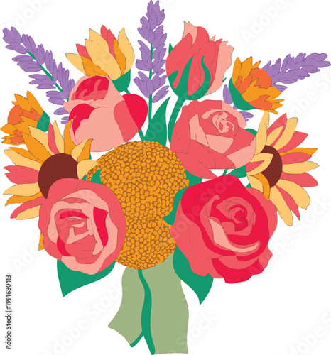 Colorful Floral Wreath Vector – Botanical Circle Illustration”