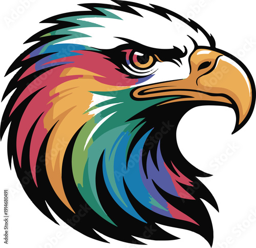 Colorful Eagle Head Vector – Gradient Bird Illustration”