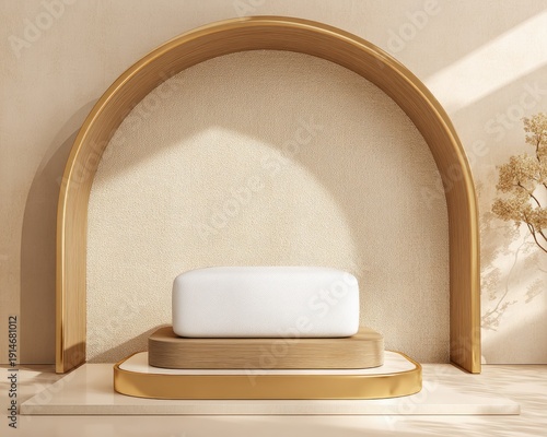 Modern Gold Wooden Display Podium