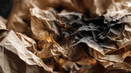 Burnt Crumpled Brown Paper Texture