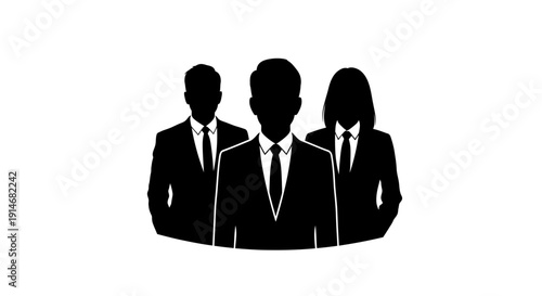 Corporate Business Team Silhouette Group Icon. Professional Staff and User Profile Vector Illustration.