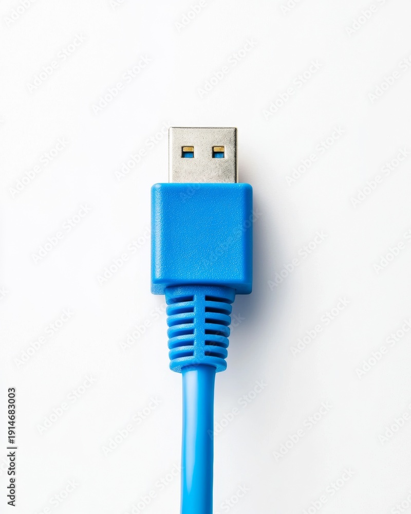 custom made wallpaper toronto digitalClose-up view of a blue USB cable unplugged and laid flat on a white surface during daytime at a workspace