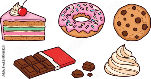 Assorted Sweet Treats and Desserts Collection.