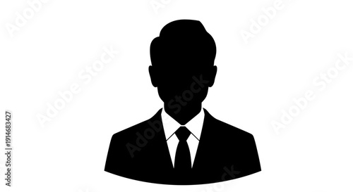 Anonymous Businessman Silhouette Icon - Default User Profile Avatar Placeholder for Web and UI Design