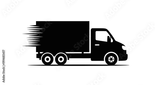 Express Delivery Truck Icon with Speed Lines. Fast Shipping Logo Symbol for Logistics, E-commerce, and Rapid Transportation Services.