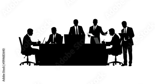 Executive Team Board Meeting Silhouette Vector