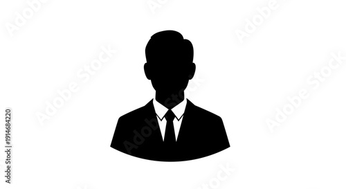 Professional Businessman Avatar Icon. Corporate Profile Silhouette Placeholder in Suit and Tie. Generic User Identity Vector Graphic.
