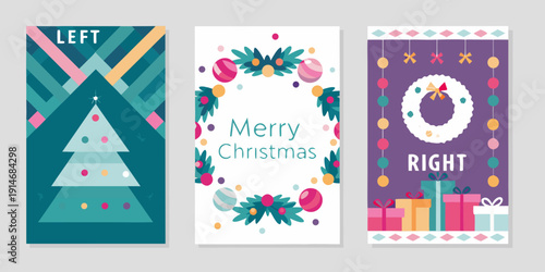 Three festive story templates with geometric and holiday designs