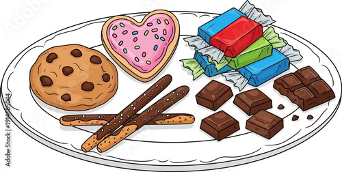 Assorted sweet treats on a decorative plate.