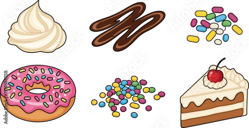 Assorted Sweet Treats and Desserts with Colorful Sprinkles.