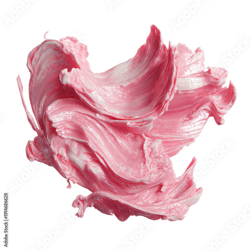 Textured, glossy pink creamy swirl. Thick, rich, smooth, luxurious, delightful blob