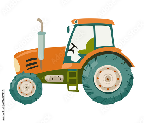 Powerful agricultural tractor machine for efficient harvesting and rural farm management in the essential food and supply transportation