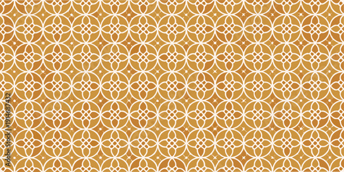 Intricate golden pattern featuring repeating circular and floral motifs
