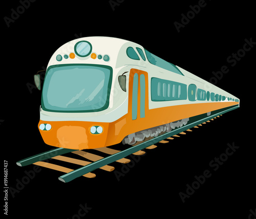 High speed passenger train traveling along the railway tracks for rapid intercity transit and modern rail travel transportation