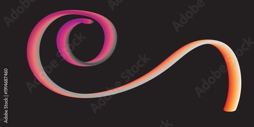 A vibrant pink and orange gradient curved line on a dark background