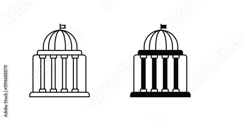 Government set icon with white background vector stock illustration