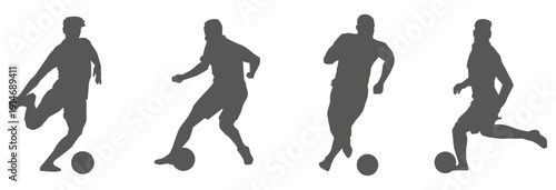 Soccer and football player silhouettes in action poses
