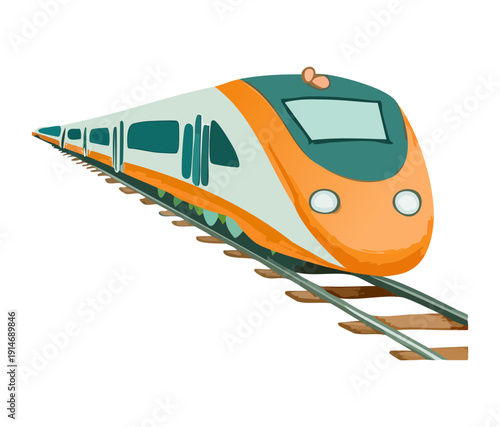 Rapid transit commuter train speeding through the rail system for urban population movement and smart city transportation