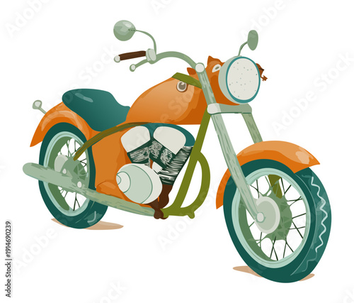 Classic cruiser motorcycle for long distance road trips and open highway cruising with retro design for transportation