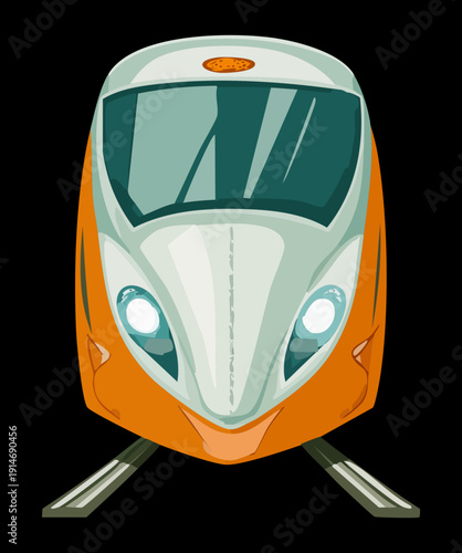 Sleek subway train for underground public transit and city passenger movement with modern orange design for transportation