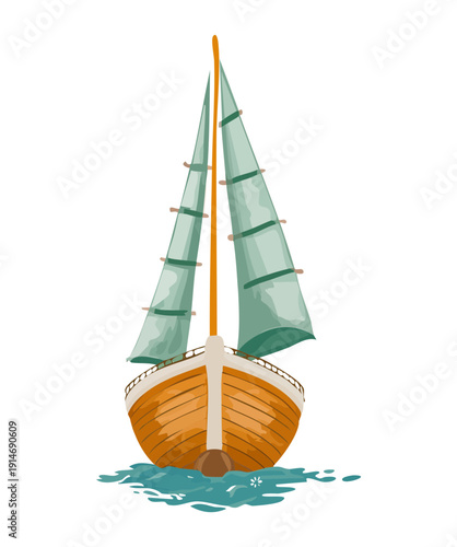 Classic yacht with multiple sails for ocean cruising and nautical adventure in clear blue waters for transportation