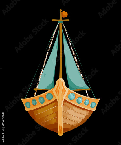 Traditional sailing vessel with a wooden hull for marine exploration and nautical adventure in the transportation