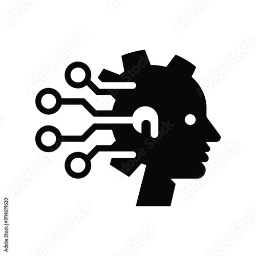 Artificial intelligence icon, smart hardware technology concept, AI processor and intelligent computing symbol, futuristic digital innovation graphic, clean modern vector illustration isolated on whit