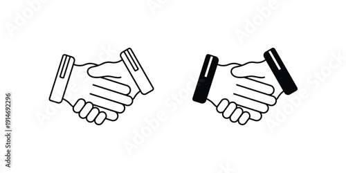Handshake set icon with white background vector stock illustration