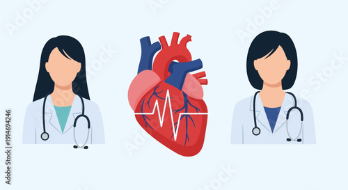 Female Doctor Managing Electronic Health Records (EHR) on Laptop. Telemedicine, Digital Healthcare, and Patient Data Management Illustration.