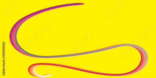 Vibrant red and yellow worm on bright yellow  fluid background