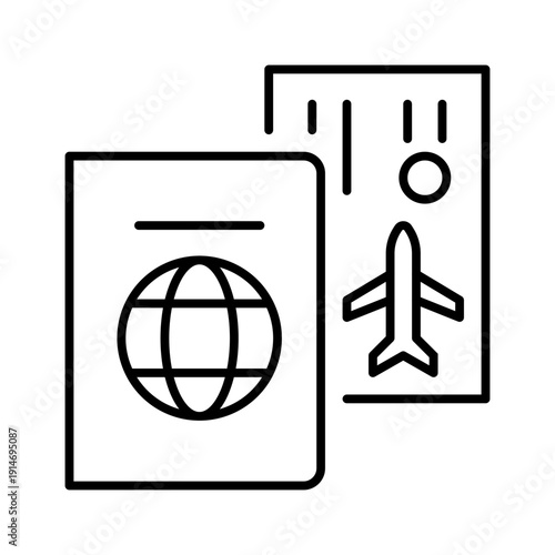 Passport And Travel Document Line Icon