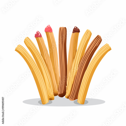 Churros arranged in row