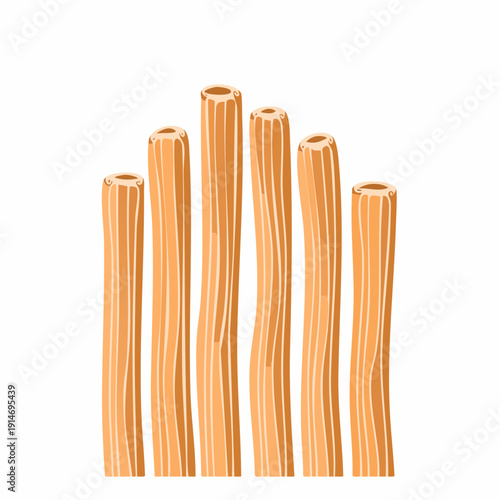 Churros arranged in row