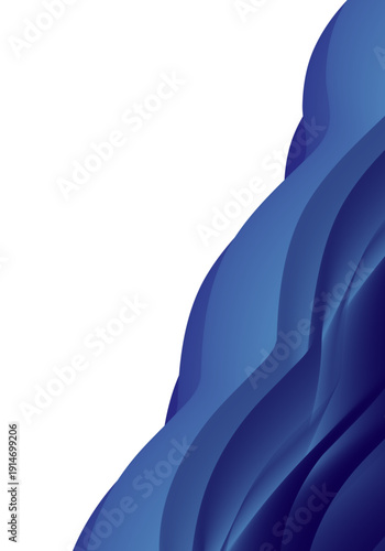 Abstract blue background with flowing wave shapes and smooth smoky light effects in a modern artistic design.